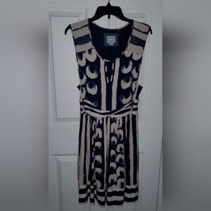 Maeve Anthropology Brand Sleeveless Size M Navy and Cream Dress